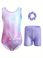 Turnpakje + turnbroekje paars 116 122 128 134 140 146 152, Paars, Nieuw, Turnpak(je), Kindermaat 122 t/m 140