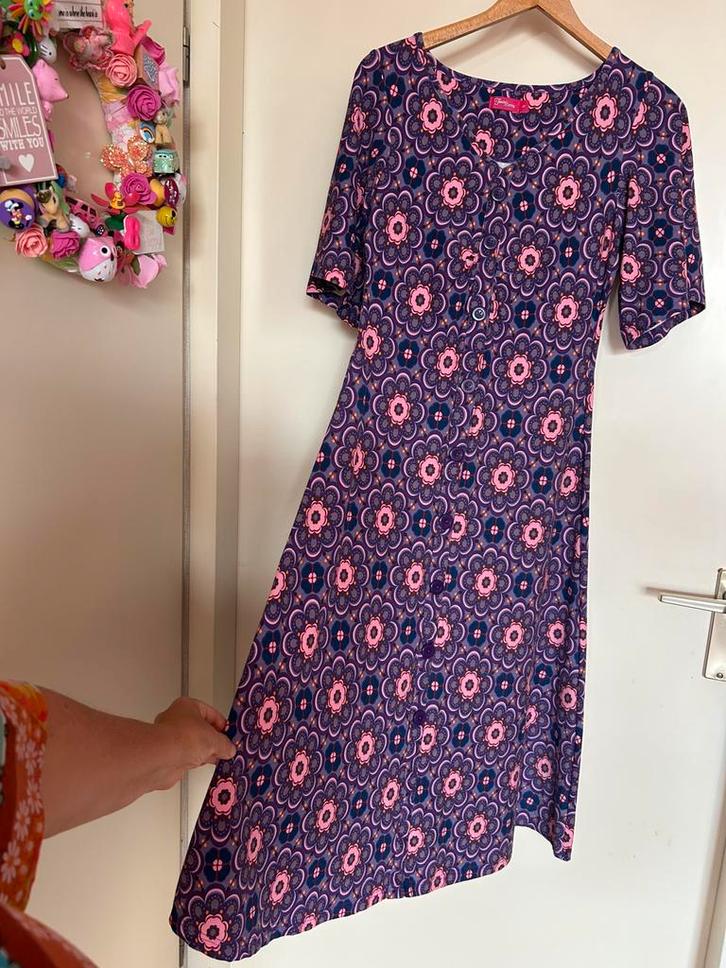 Paarse Tante Betsy jurk Frederike Maroq maat S, Kleding | Dames, Jurken, Zo goed als nieuw, Maat 36 (S), Paars, Onder de knie