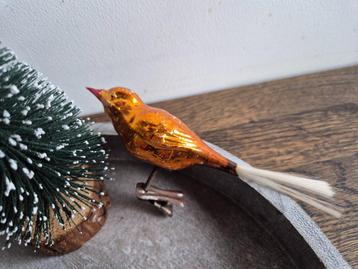 Vintage kerstbal vogel op clip oranje 550 beschikbaar voor biedingen