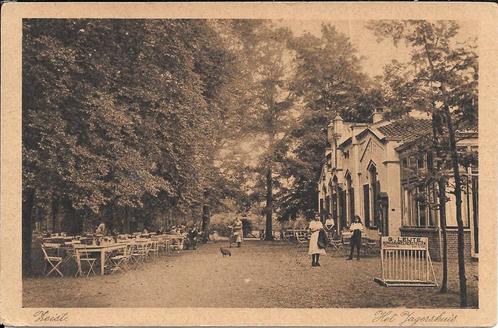 Zeist, Het Jagershuis met kinderen en bord G. Leijte Rijwiel, Verzamelen, Ansichtkaarten | Nederland, Ongelopen, Utrecht, 1920 tot 1940