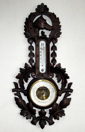Houten wand weerstation met snijwerk, Duitsland van ca 1900. beschikbaar voor biedingen