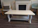 Prijs verlaagd -> Salontafel wit massief eikenhout 165x65cm, Huis en Inrichting, Tafels | Salontafels, Ophalen, Gebruikt, Eikenhout