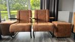 2 stoelen 2 poeven, Huis en Inrichting, Stoelen, Ophalen, Bruin