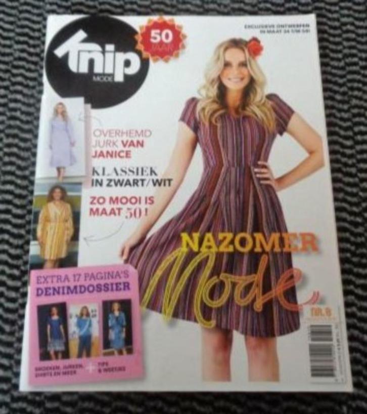 Knipmode nummer 8 augustus 2019 alle patronen maat 34 t/m 54, Hobby en Vrije tijd, Kledingpatronen, Zo goed als nieuw, Vrouw, Knipmode