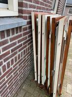 7 Hardhouten Raamvleugels met Thermophane Glas, Gevelraam of Ruit, Gebruikt, 80 tot 120 cm, Ophalen of Verzenden