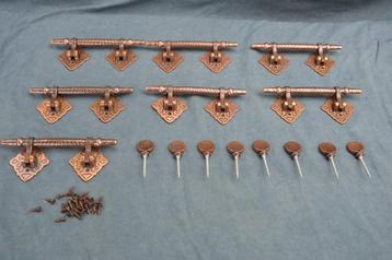 7 Indiase ladegrepen / deurgrepen van koper en 8 ladeknoppen beschikbaar voor biedingen