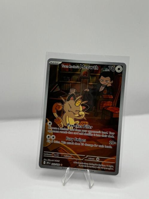 Team Rocket's Meowth #203/182 Pokemon Destined Rivals, Hobby en Vrije tijd, Verzamelkaartspellen | Pokémon, Nieuw, Losse kaart