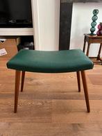 Vintage voetenbankje / krukje met groene skai bekleding, Minder dan 50 cm, Gebruikt, Vintage, Minder dan 50 cm