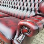 Grote Chesterfield bank Springvale rood leer, Huis en Inrichting, Ophalen, Gebruikt, 75 tot 100 cm, Leer