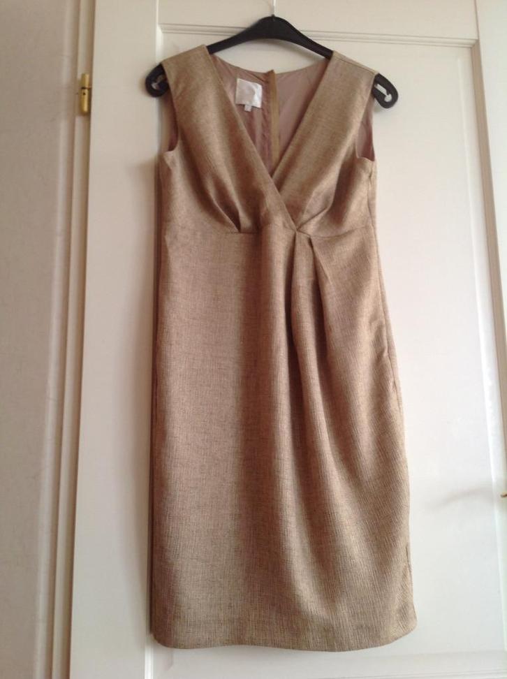 Mooie jurk met lurex van Inwear, maat L., Kleding | Dames, Jurken, Zo goed als nieuw, Maat 38/40 (M), Beige, Onder de knie, Ophalen of Verzenden