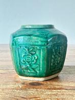 Gemberpot / vaas - donkergroen geglazuurd - decoratief, Antiek en Kunst, Antiek | Keramiek en Aardewerk, Ophalen of Verzenden