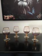 Antieke cognacglazen 24 karaat bladgoud, Antiek en Kunst, Antiek | Glas en Kristal, Ophalen of Verzenden