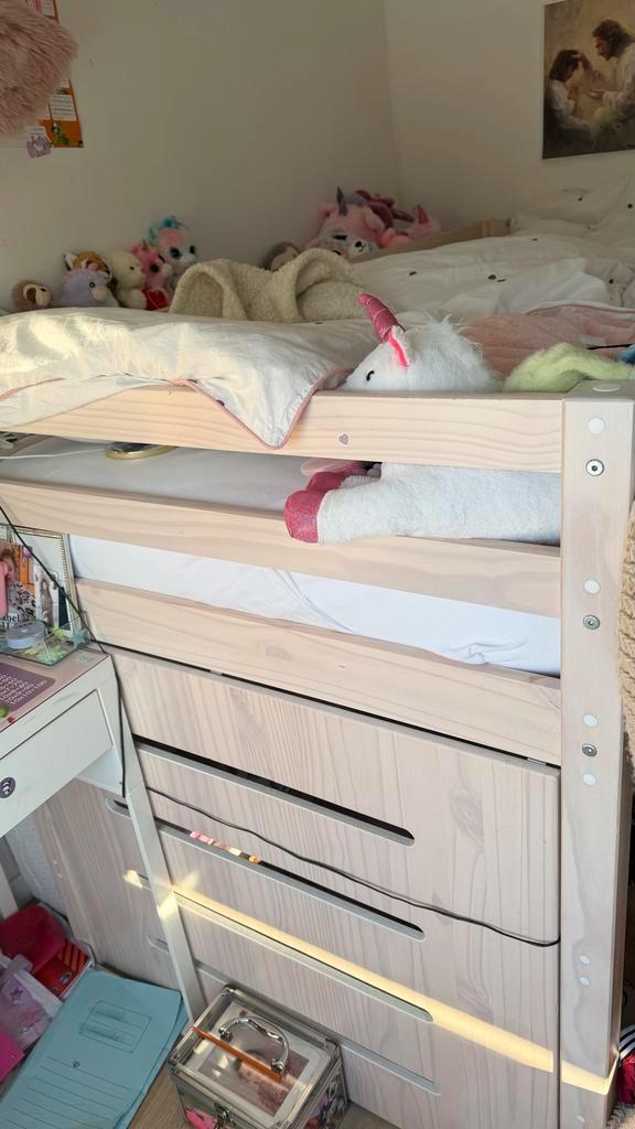 Halfhoogslaper met trap en dichte zijkant, Huis en Inrichting, Slaapkamer | Stapelbedden en Hoogslapers, Gebruikt, Halfhoogslaper