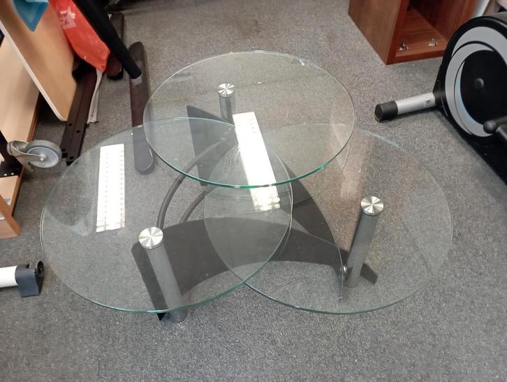 3 delige salontafel glas, Huis en Inrichting, Tafels | Salontafels, Gebruikt, Minder dan 50 cm, 100 tot 150 cm, 100 tot 150 cm