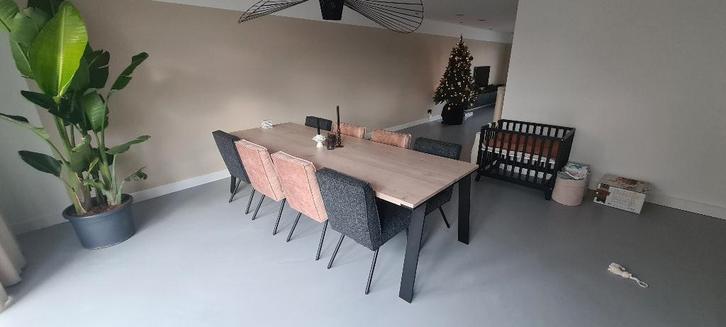 8x Eetkamerstoel Enzo Luca (evt met tafel), Huis en Inrichting, Stoelen, Zo goed als nieuw, Vijf, Zes of meer stoelen, Stof, Zwart