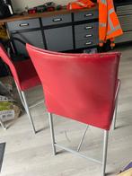 Set van 2 Rode Barkrukken, Huis en Inrichting, Stoelen, Gebruikt, Twee, Ophalen of Verzenden, Metaal