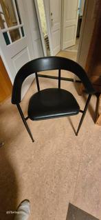 Fasem P40 zwarte design stoel met lederen zitting, Ophalen, Zwart, Zo goed als nieuw, Leer