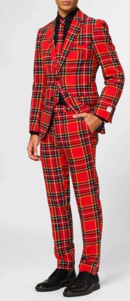 Leuk rood/zwart/geel FOUTE PARTY/BASSIE/KERST pak, Kleding | Heren, Carnavalskleding en Feestkleding, Zo goed als nieuw, Kleding