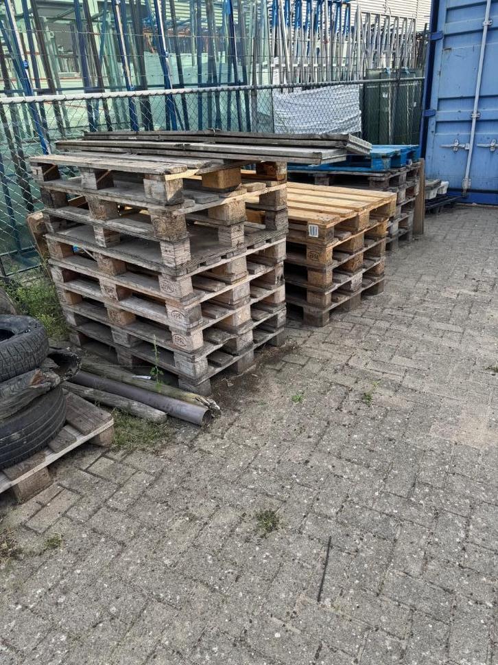 Partij gebruikte houten pallets, Doe-het-zelf en Verbouw, Hout en Planken, Gebruikt, Pallet, Overige houtsoorten, Minder dan 200 cm