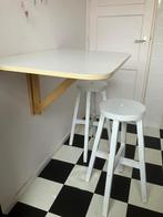 Set van IKEA klaptafel en 2x barkrukken, Huis en Inrichting, Tafels | Eettafels, 50 tot 100 cm, Gebruikt, Rechthoekig, Tot twee personen