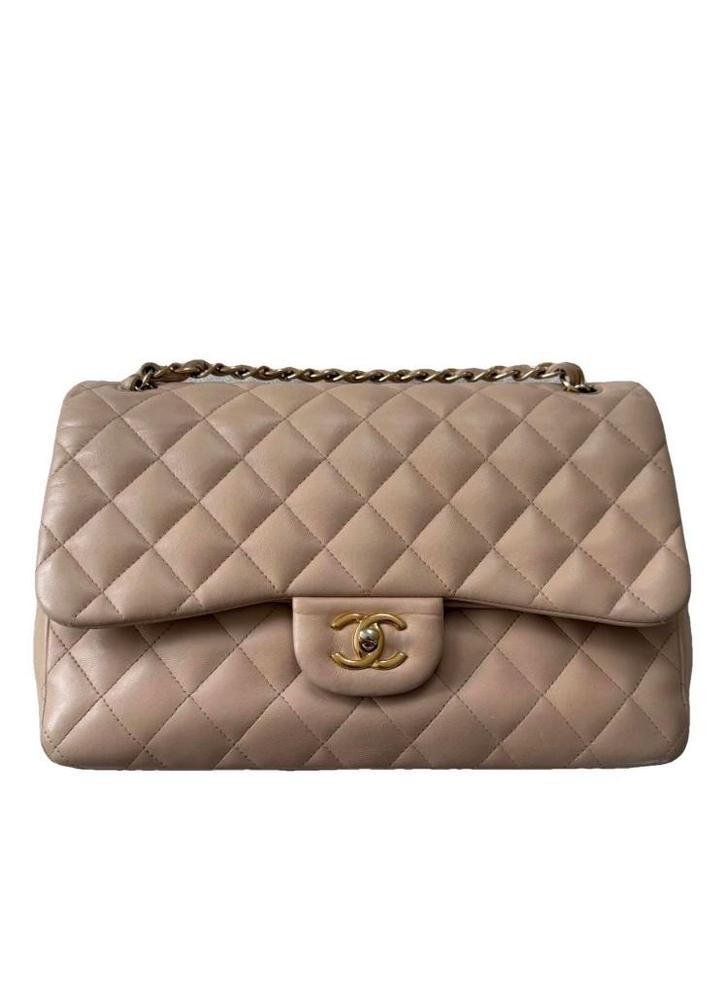Chanel Jumbo double flap, Sieraden, Tassen en Uiterlijk, Tassen | Damestassen, Zo goed als nieuw, Schoudertasje, Beige, Ophalen