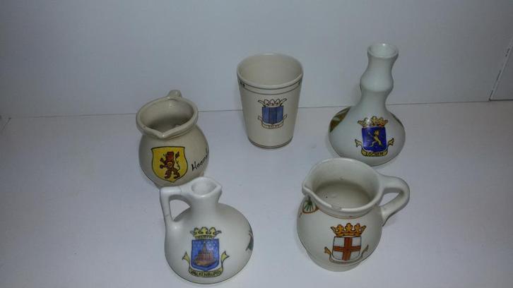 5 Distel Plateel vaasjes, Antiek en Kunst, Antiek | Keramiek en Aardewerk, Ophalen of Verzenden