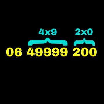 Mooi nummer * 06 49999 200 * 4x9, 2x0 beschikbaar voor biedingen