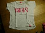 T-shirt wit met roze borduur en draadjes maat 122, Kinderen en Baby's, Kinderkleding | Maat 122, Ophalen of Verzenden, Zo goed als nieuw