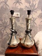 2 Mooie Zilveren Lampvoeten - 50cm, Huis en Inrichting, Lampen | Tafellampen, Ophalen, Gebruikt, Glas, 50 tot 75 cm