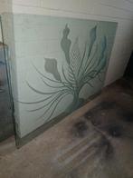 Glasplaat met bloemenvaas afbeelding, Doe-het-zelf en Verbouw, Ophalen, Gebruikt, Minder dan 80 cm, Minder dan 80 cm