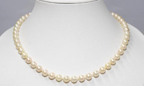 Schitterende Akoya Zoutwater Parel Ketting 45 CM 9-KT Goud, Sieraden, Tassen en Uiterlijk, Antieke sieraden, Ketting, Goud, Met edelsteen