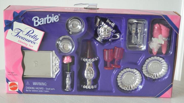 Barbie accessoires speel set zilverkleurig servies (Mattel), Kinderen en Baby's, Speelgoed | Poppen, Nieuw, Barbie, Ophalen of Verzenden