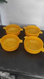 Vintage soepkommen melamine geel 4x, Caravans en Kamperen, Gebruikt