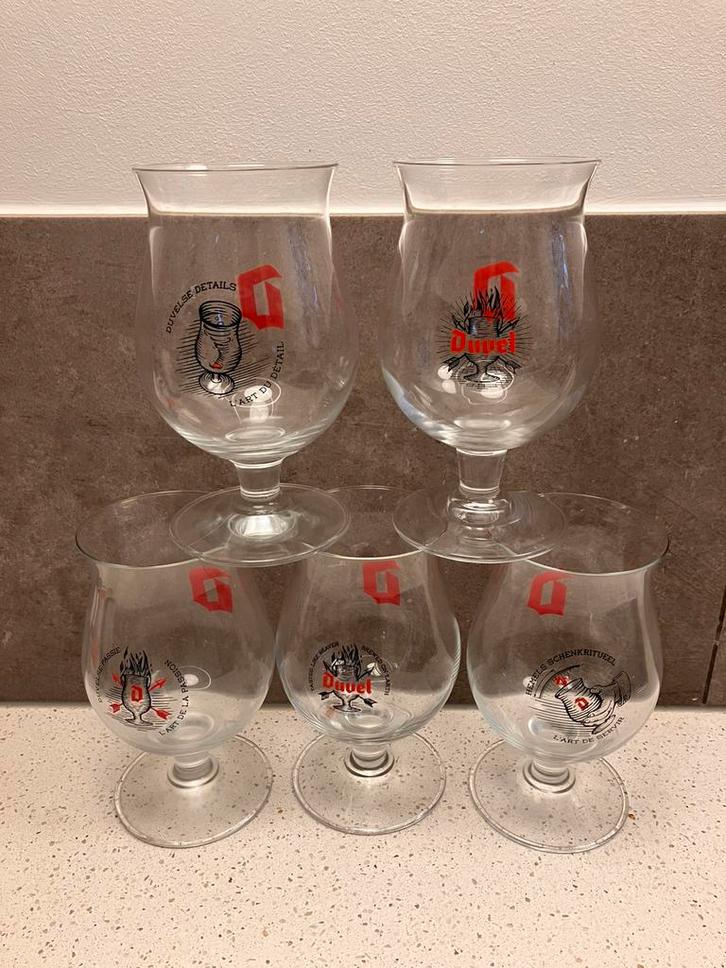 Duvel glas - 5x Duvel bierglazen - schenk rituelen, Verzamelen, Biermerken, Zo goed als nieuw, Glas of Glazen, Duvel, Ophalen of Verzenden