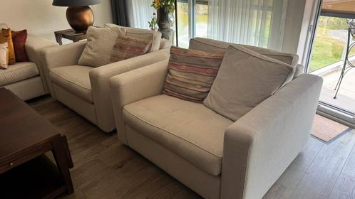 Bank met twee zitstoelen, Huis en Inrichting, Banken | Complete zithoeken, Gebruikt, Stof, Ophalen