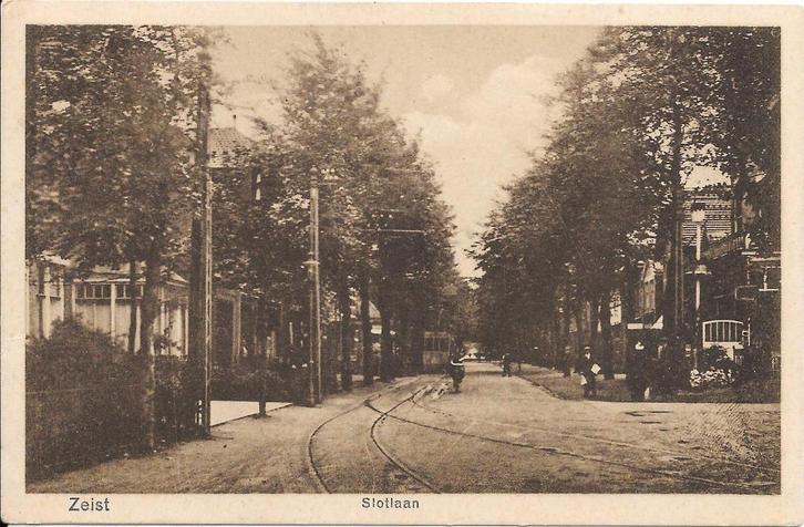 Zeist, Slotlaan met links Apotheek van Zanten en Tram. 1926, Verzamelen, Ansichtkaarten | Nederland, Gelopen, Utrecht, 1920 tot 1940