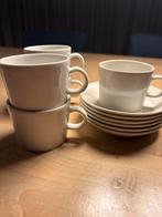 Iittala Teema Koffiekopjes met Schotels - 5 stuks, Gebruikt, Keramiek, Ophalen of Verzenden, Effen