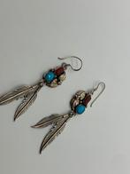 X663 Prachtige zilveren oorbellen navajo, Hangers, Ophalen of Verzenden, X, Met edelsteen