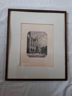 Antieke prent stadhuis van Delft, Antiek en Kunst, Ophalen of Verzenden