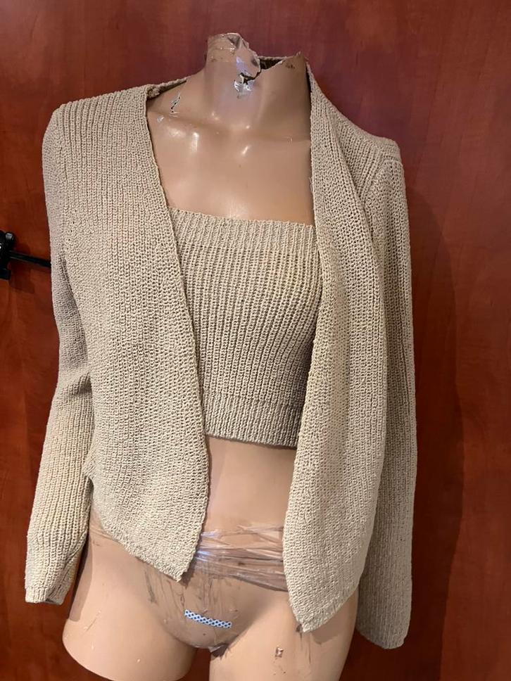 SWEEWE twinset S goudkleurig NIEUW MET KAARTJES, Kleding | Dames, Tops, Nieuw, Maat 36 (S), Overige kleuren, Lange mouw, Ophalen of Verzenden