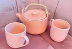 Roze set Theepot en 2 mokken bieden, Verzenden, Zo goed als nieuw, Beker of Kan