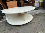 Vintage Witte Tafel - Verrijdbaar, Eivormig, Circa 70 cm, Ophalen of Verzenden, Gebruikt, Ovaal