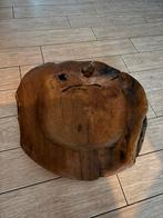 Grote olijfhouten schaal, Huis en Inrichting, Woonaccessoires | Dienbladen, Ophalen, Zo goed als nieuw, Rond, Metaal