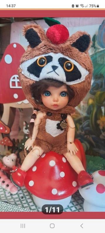 Wasbeer kleding setje met schoentjes, bjd 1/8, pukifee, lati beschikbaar voor biedingen