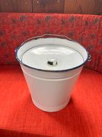 Vintage Emaillen Emmer met Deksel - Jaren 60, Antiek en Kunst, Antiek | Emaille, Ophalen of Verzenden