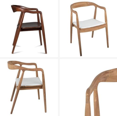 NIEUW eetkamerstoel teak in naturel of walnoot, Huis en Inrichting, Stoelen, Nieuw, Vijf, Zes of meer stoelen, Hout, Bruin, Ophalen