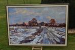 Henri Hess, groot schilderij 163 x 112 cm, Winterlandschap., Ophalen
