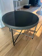 Zwart Loods5 tafeltje met glasplaat - 60cm, Gebruikt, Rond, Glas, Ophalen