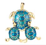Schildpad Broche met Kristallen - GRATIS VERZENDING, Met kristal, Overige materialen, Blauw, Minder dan 4 cm
