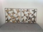 Metalen wanddecoratie met vlinders – set van 2, Ophalen of Verzenden, Zo goed als nieuw